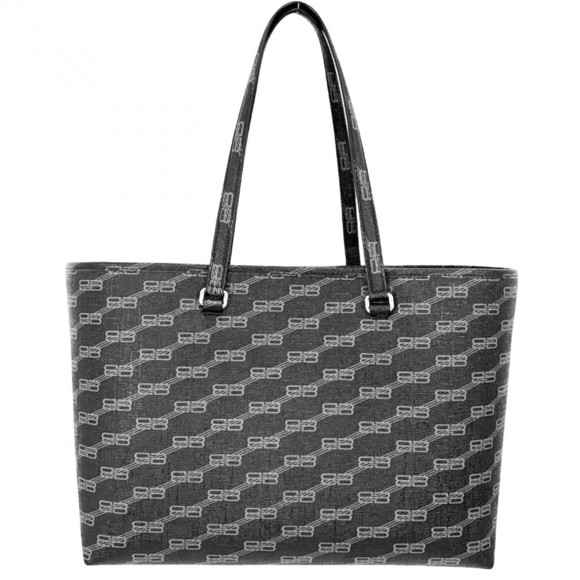 Balenciaga BB Monogram Shopper Handbag Black - Picture 2 of 6